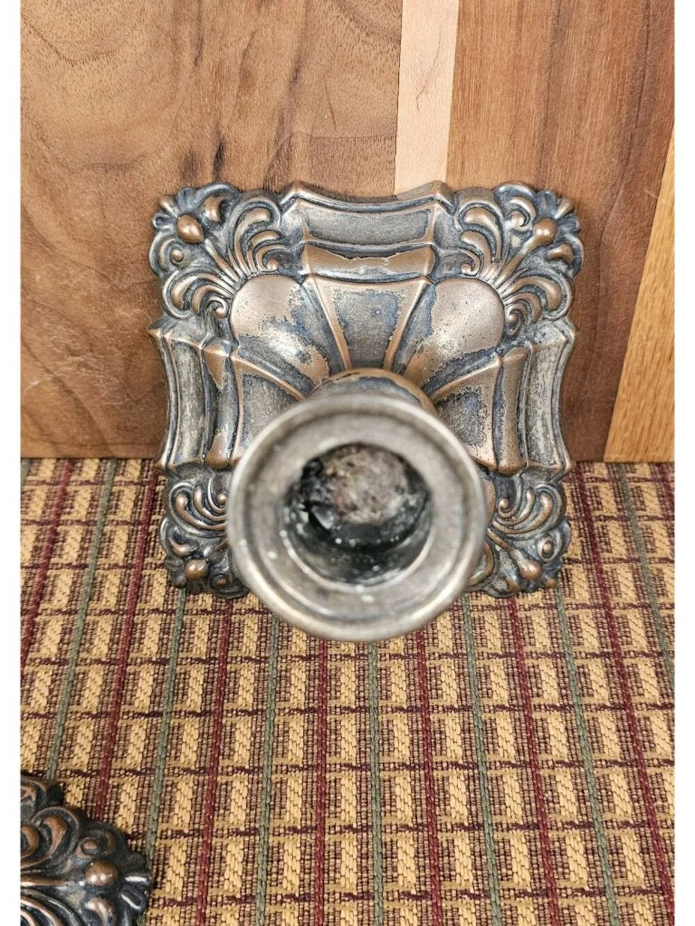Pair Of Ornate Vintage Silver-Plated Candle Holders With Floral Design – 4.5